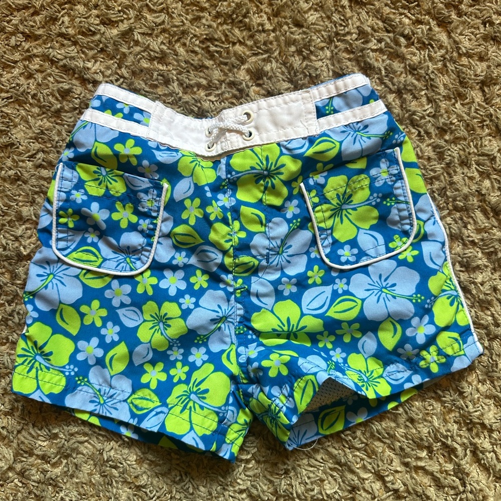 Toddler Boys Athletic Works Swim Trunks; Blue/Green; Size M